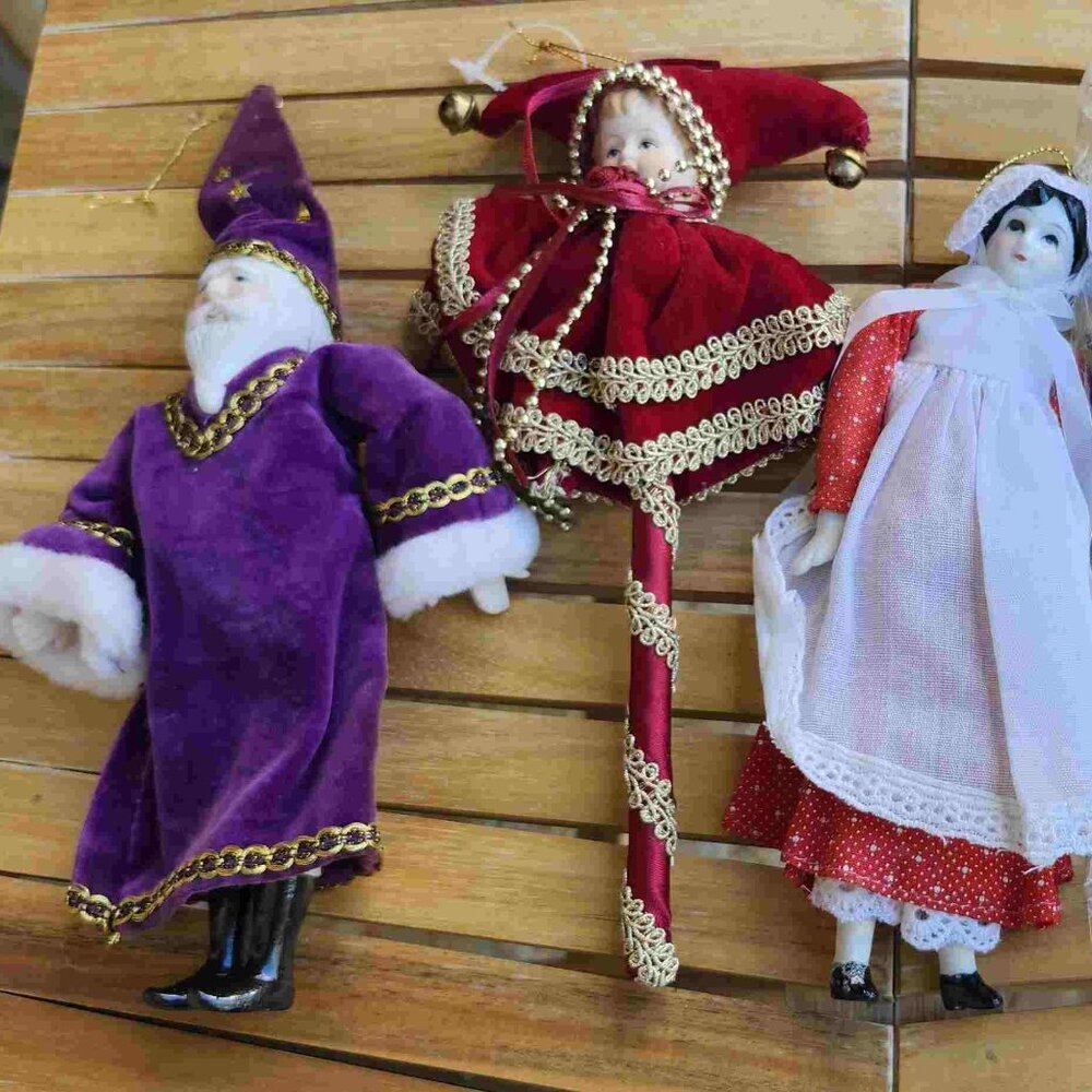 Vintage 5 pieces  Silverstri Christmas Ornaments Ceramic and Porcelain